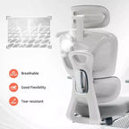 Sedia da Ufficio Ergonomica in Rete con Supporto Lombare Regolabile, Poggiatesta e Poggiapiedi, Braccioli 3D, Sedia Girevole da Lavoro per Utenti Robusti