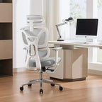 Sedia da Ufficio Ergonomica in Rete con Supporto Lombare Regolabile, Poggiatesta e Poggiapiedi, Braccioli 3D, Sedia Girevole da Lavoro per Utenti Robusti