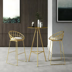 Tables de bar tripodes rondes en métal doré, style glamour moderne