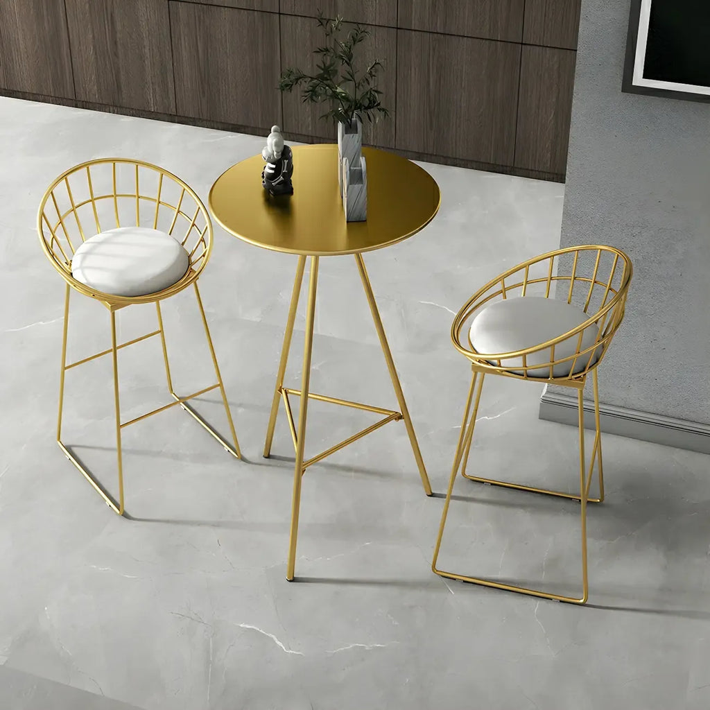 Tables de bar tripodes rondes en métal doré, style glamour moderne