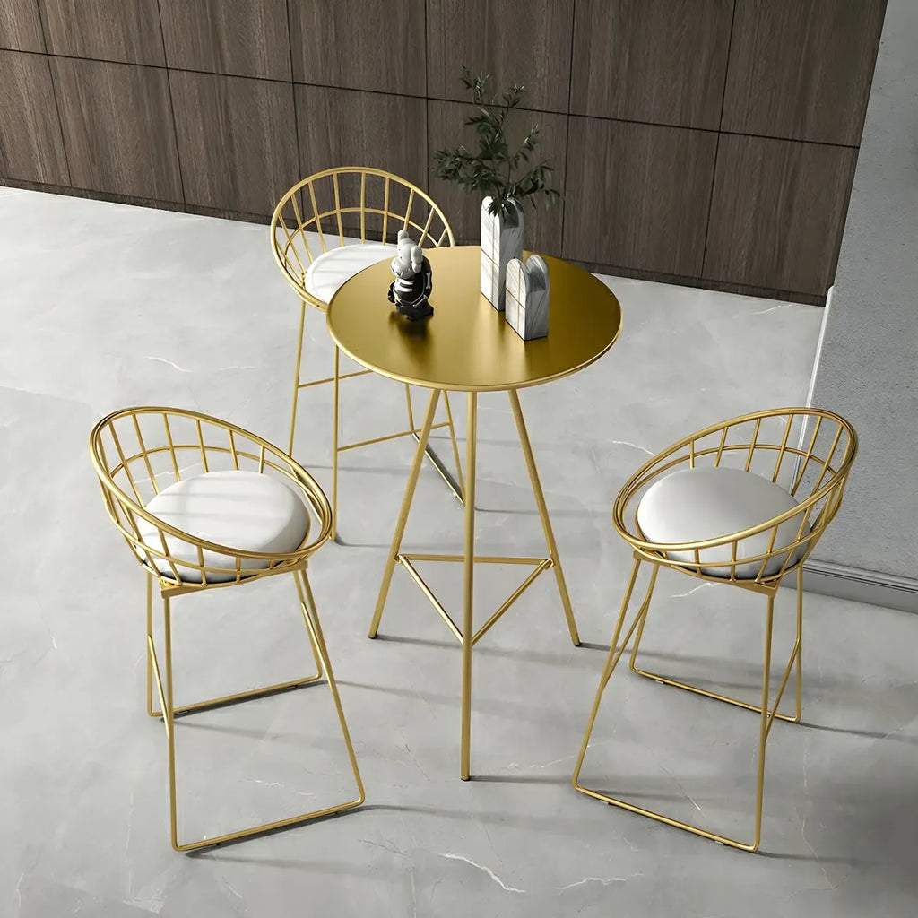 Tables de bar tripodes rondes en métal doré, style glamour moderne
