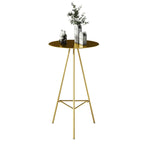 Tables de bar tripodes rondes en métal doré, style glamour moderne