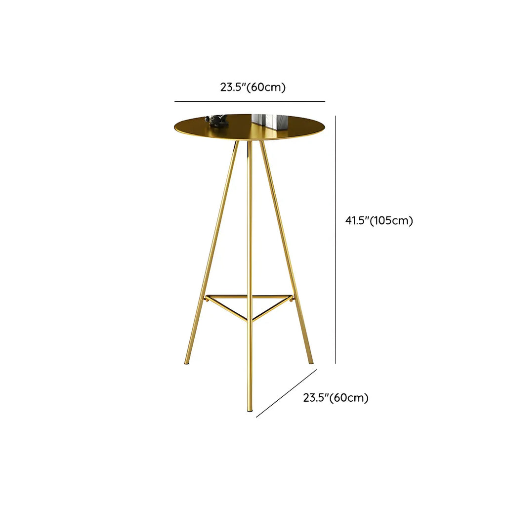 Tables de bar tripodes rondes en métal doré, style glamour moderne