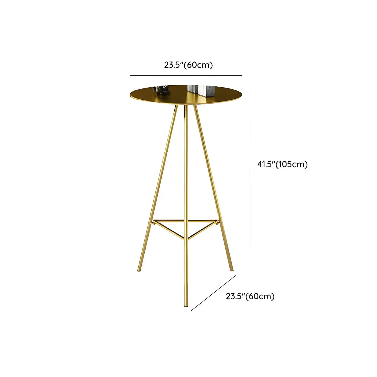 Tables de bar tripodes rondes en métal doré, style glamour moderne