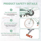 NAYSAYE Bicicletta da donna Beach Cruiser con cestino anteriore e telaio robusto per un comodo pendolarismo urbano all'aperto, verde, 63.98*24.53*38.82