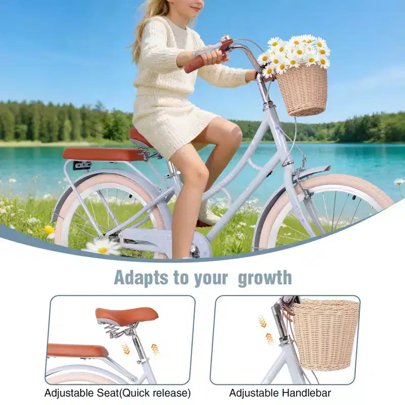 NAYSAYE Bicicletta Beach Cruiser da ragazza con cestino anteriore e robusto telaio in acciaio per comodi spostamenti in città, blu, 58.39*24.53*36.93