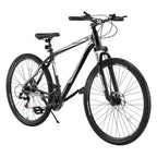 NAYSAYE 29 Inch Mountain Bike with 21 Speeds Front Suspension Dual Disc Brakes for Outdoor Trail Riding Adventure, White Black, 56.3*8.66*30.71