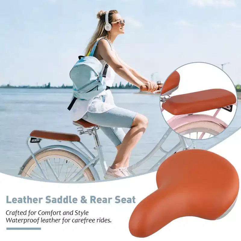 NAYSAYE Bicicletta da donna Beach Cruiser con cestino anteriore e telaio robusto per comodi spostamenti in città, Blu, 63,98*24,53*38,82