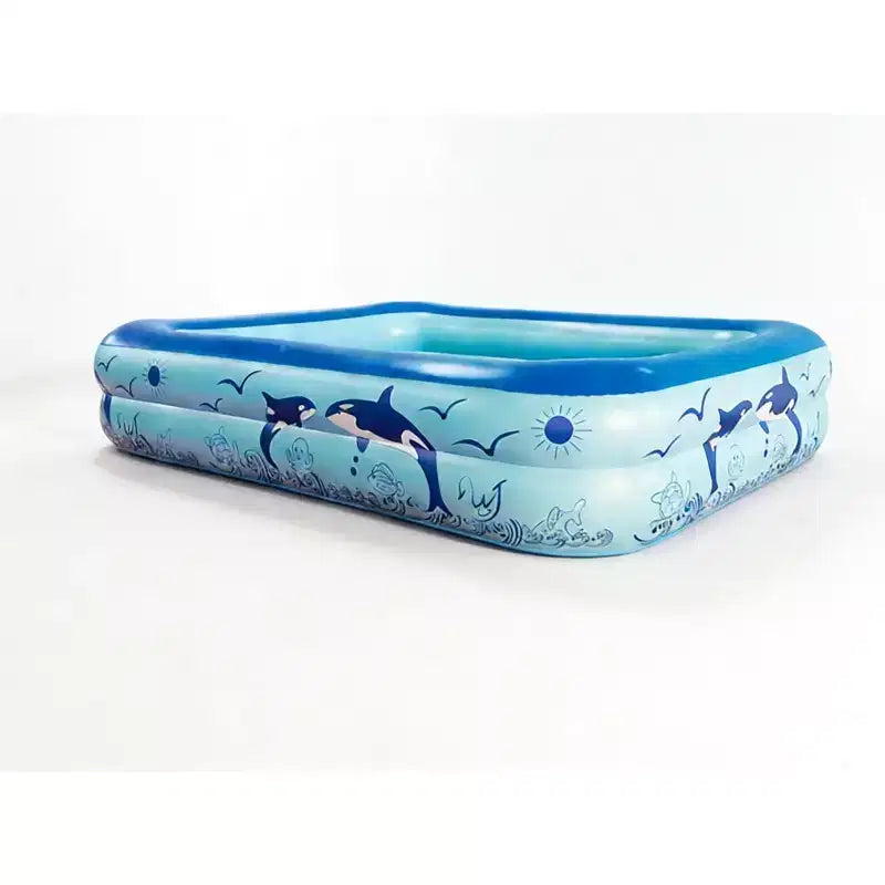 HeyGo 45 x 35 x 14 Inflatable 2-Ring Pool with Orca Print  Durable PVC Kiddie Pool for Kids, Toddlers & Adults, Backyard Fun