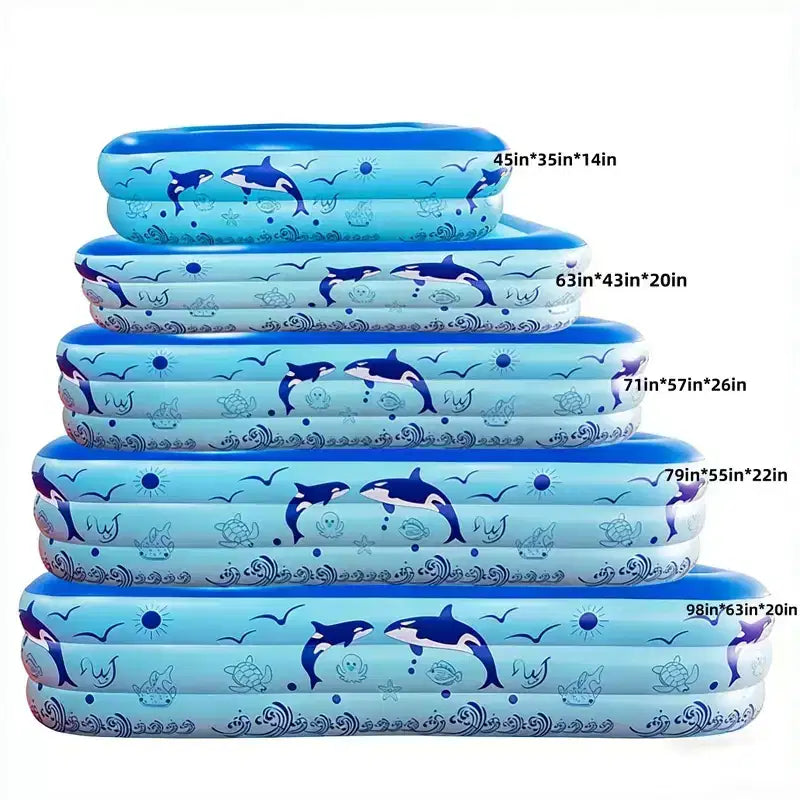 HeyGo Piscine gonflable à 2 anneaux 45 x 35 x 14 avec impression orque, piscine pour enfants, tout-petits et adultes en PVC durable, pour s'amuser dans le jardin