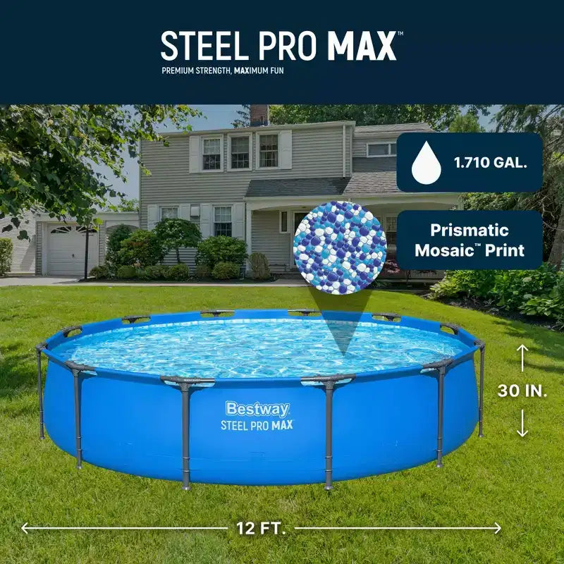 Piscine hors sol Bestway Steel Pro MAX 3,66 m x 76 cm avec cadre en métal, bleue, PISCINE SEULE