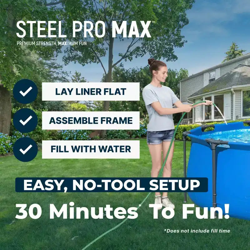 Piscine hors sol Bestway Steel Pro MAX 3,66 m x 76 cm avec cadre en métal, bleue, PISCINE SEULE