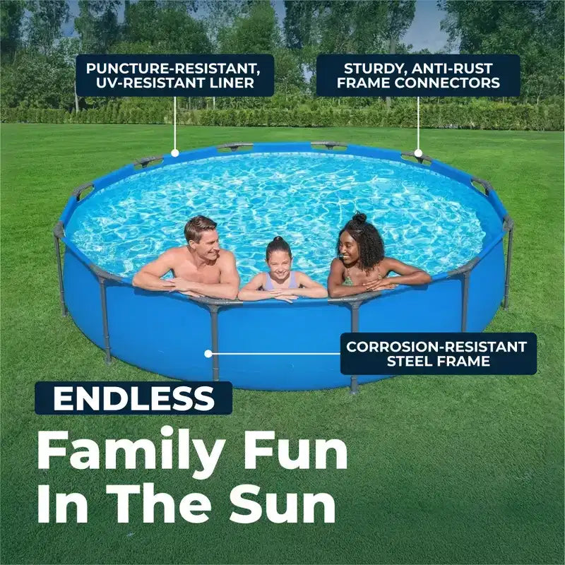 Piscine hors sol Bestway Steel Pro MAX 3,66 m x 76 cm avec cadre en métal, bleue, PISCINE SEULE
