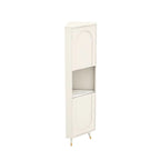 Élégant meuble d'angle en bois blanc avec étagères ouvertes