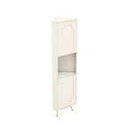 Élégant meuble d'angle en bois blanc avec étagères ouvertes