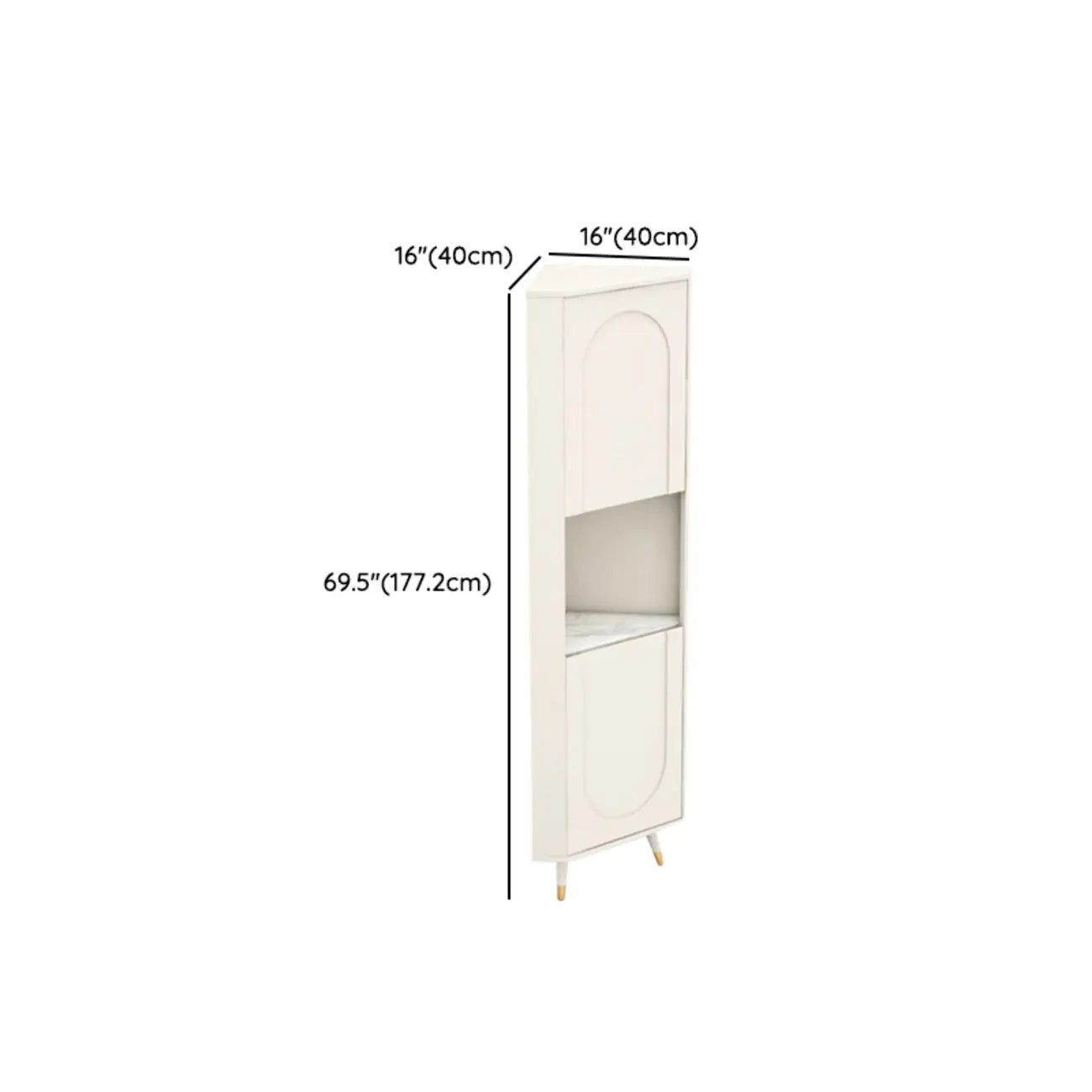 Élégant meuble d'angle en bois blanc avec étagères ouvertes