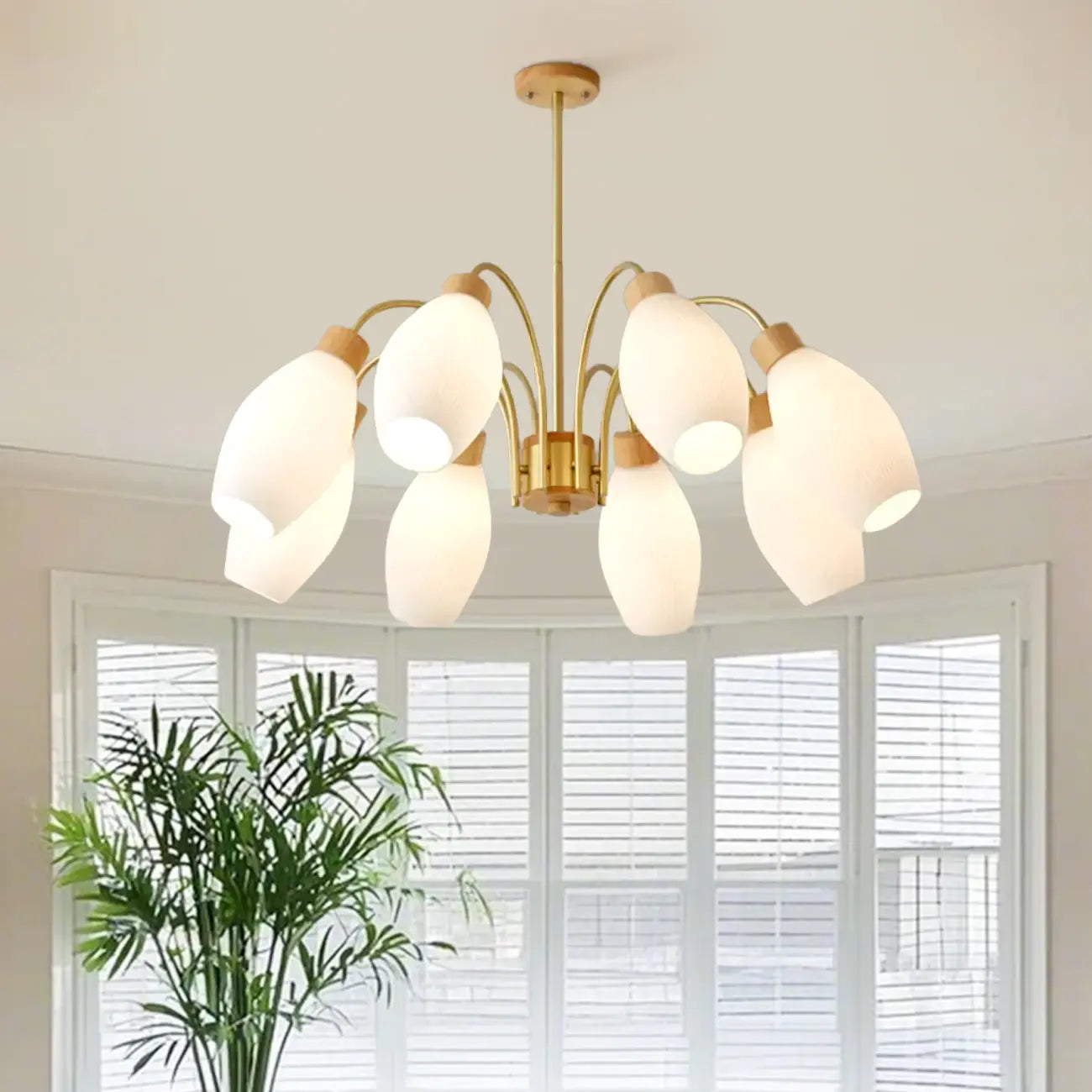 Lustre blanc moderne réglable avec abat-jour en verre