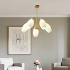 Lustre blanc moderne réglable avec abat-jour en verre