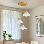 Suspension moderne en verre transparent à motif conique pour salon