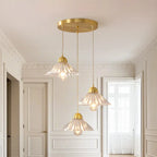 Suspension moderne en verre transparent à motif conique pour salon