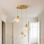 Suspension moderne en verre transparent à motif conique pour salon