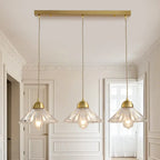 Suspension moderne en verre transparent à motif conique pour salon