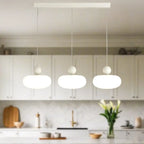 Suspension moderne à 3 lumières LED en verre opale pour salle à manger