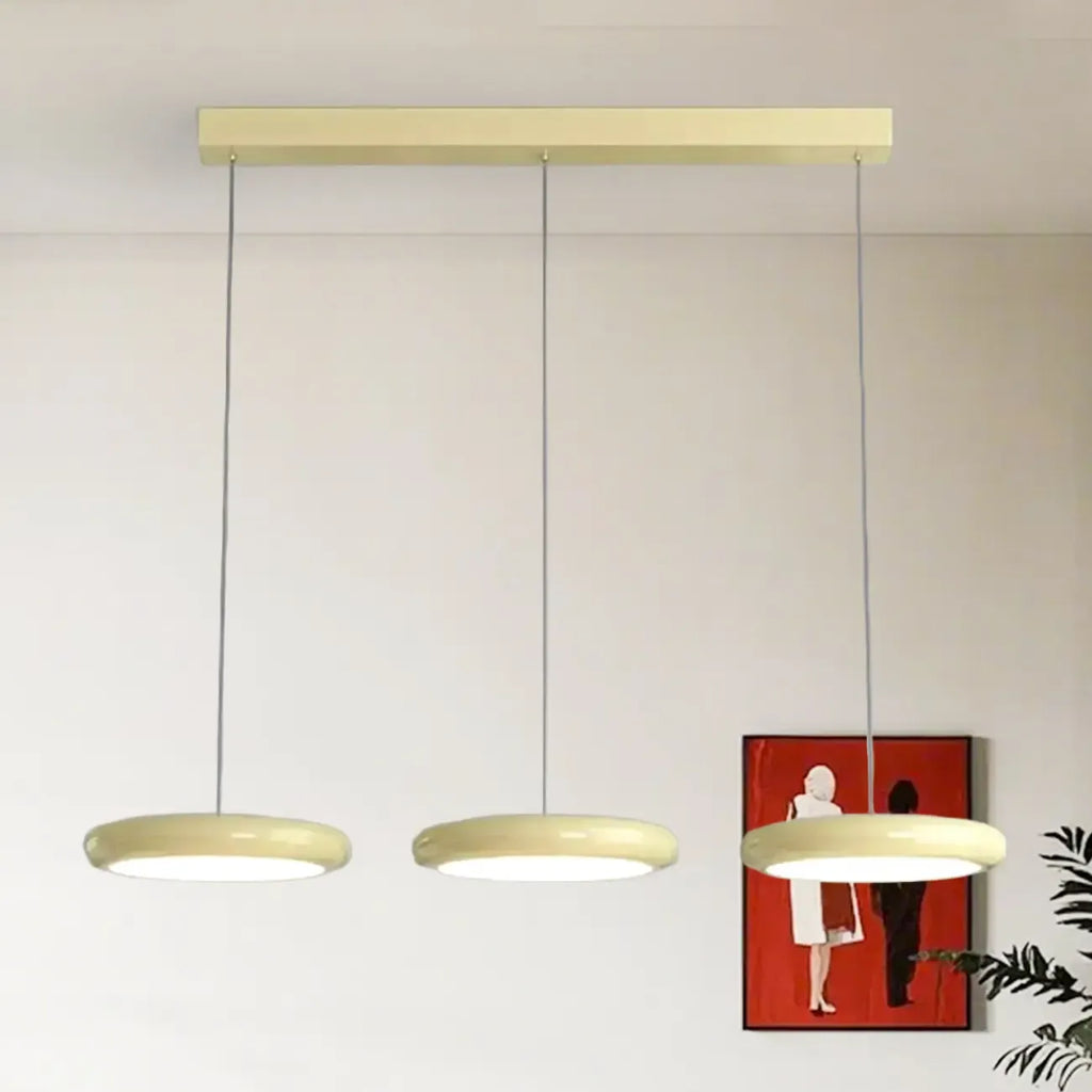 Suspension moderne à 3 lumières LED en verre opale pour salle à manger