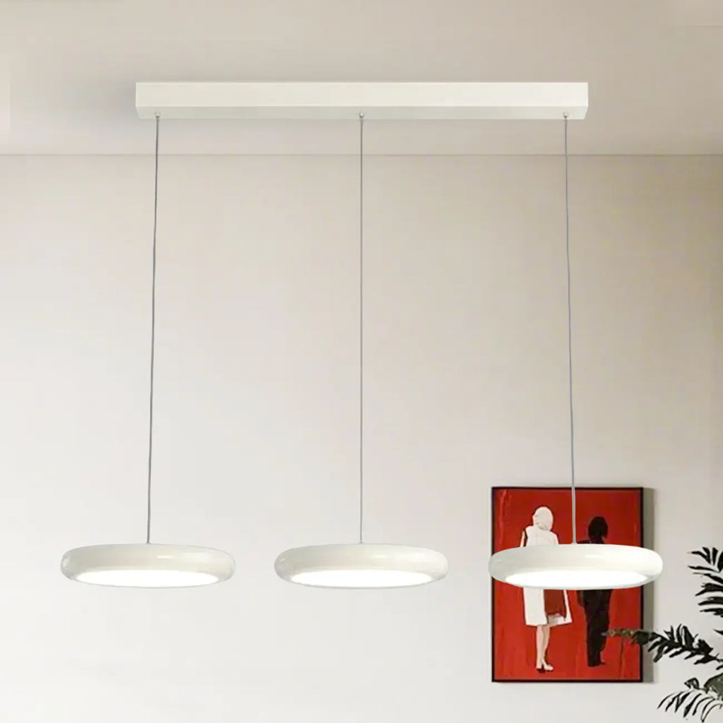 Suspension moderne à 3 lumières LED en verre opale pour salle à manger