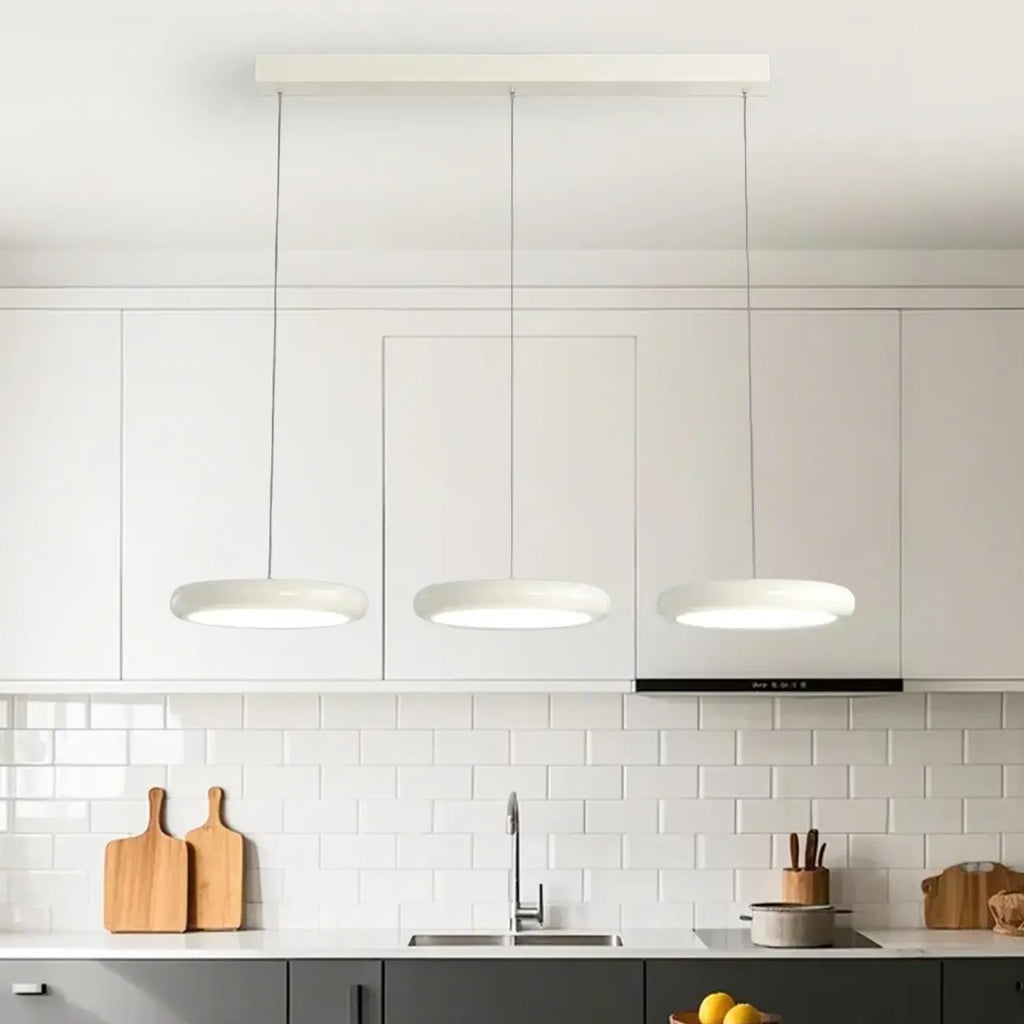 Suspension moderne à 3 lumières LED en verre opale pour salle à manger
