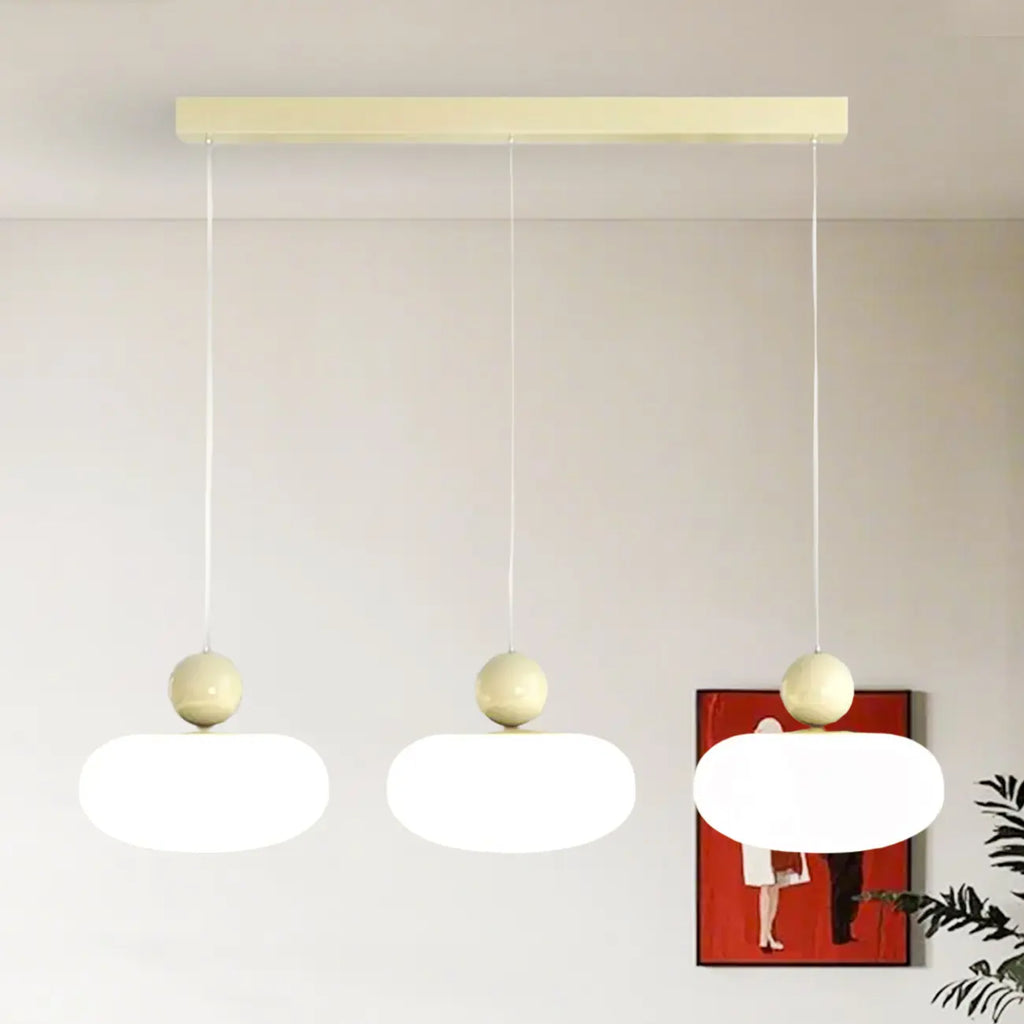 Suspension moderne à 3 lumières LED en verre opale pour salle à manger
