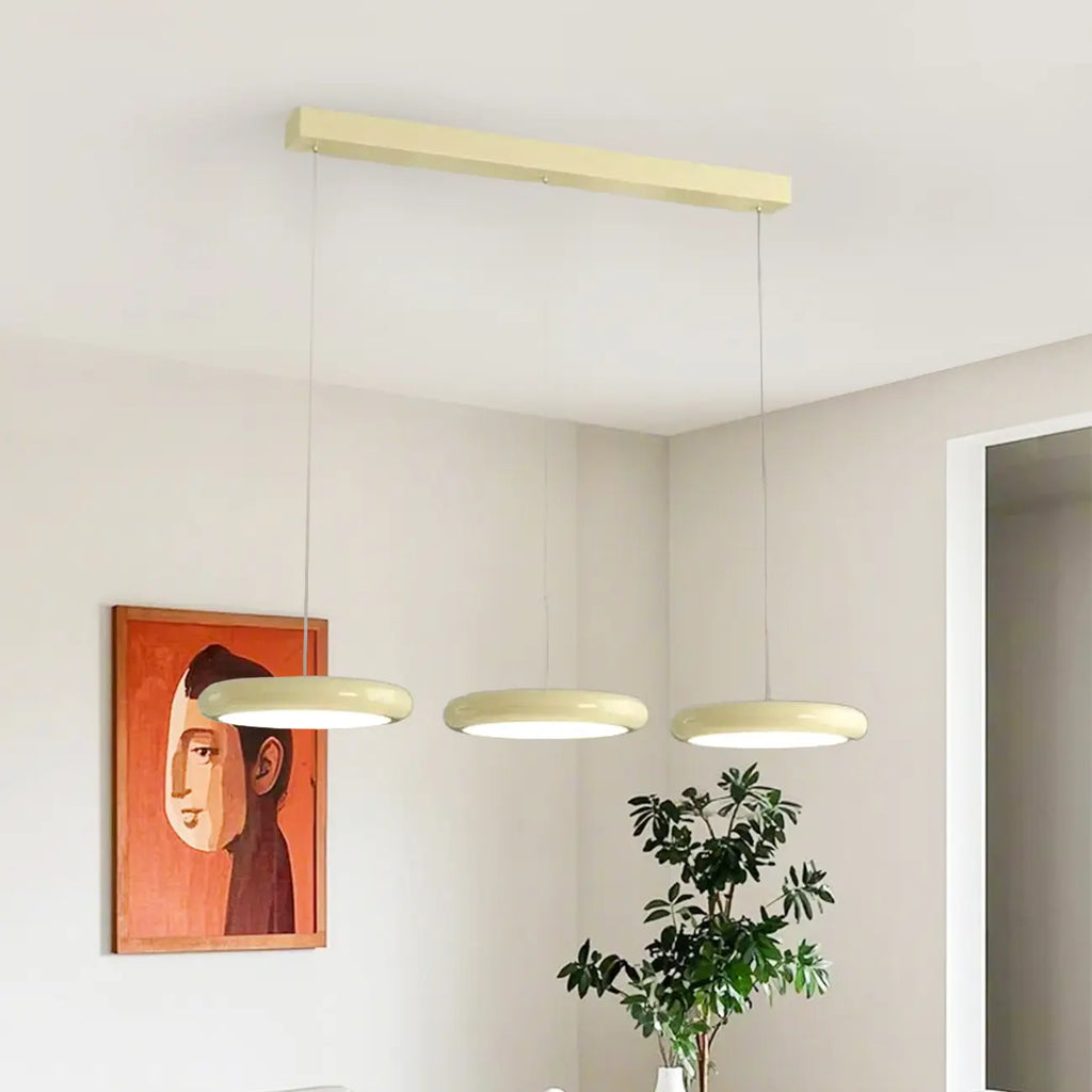 Suspension moderne à 3 lumières LED en verre opale pour salle à manger