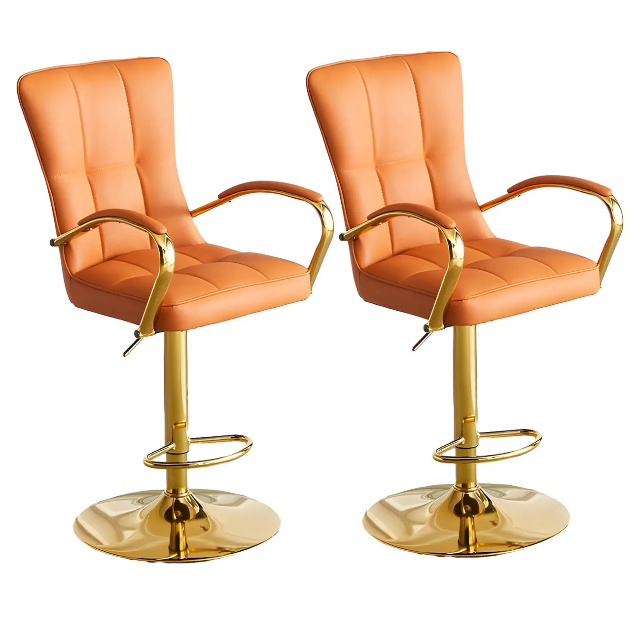 Tabourets de bar réglables en cuir glamour avec dossier haut