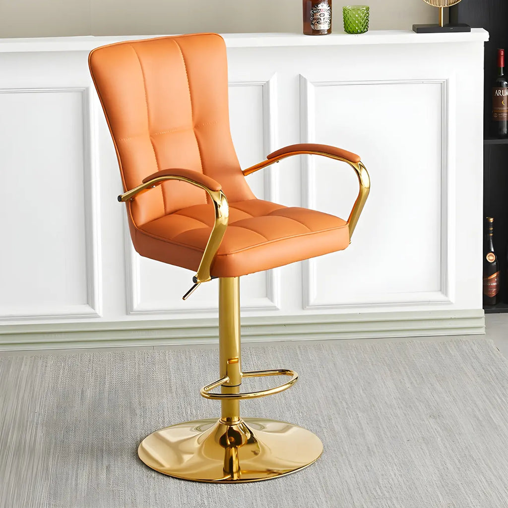 Tabourets de bar réglables en cuir glamour avec dossier haut