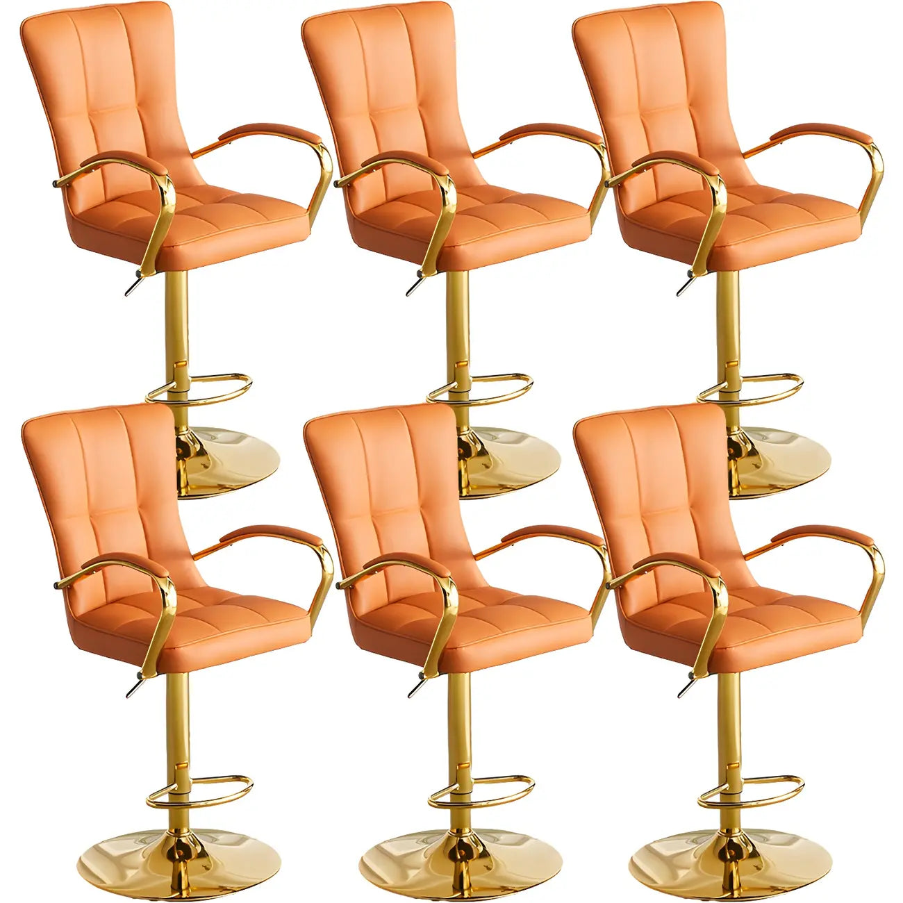 Tabourets de bar réglables en cuir glamour avec dossier haut