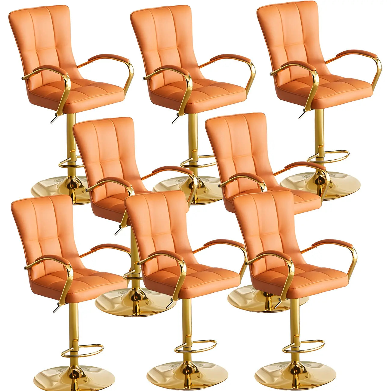 Tabourets de bar réglables en cuir glamour avec dossier haut