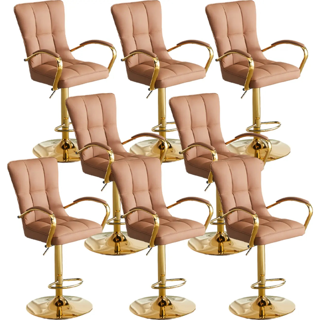 Tabourets de bar réglables en cuir glamour avec dossier haut
