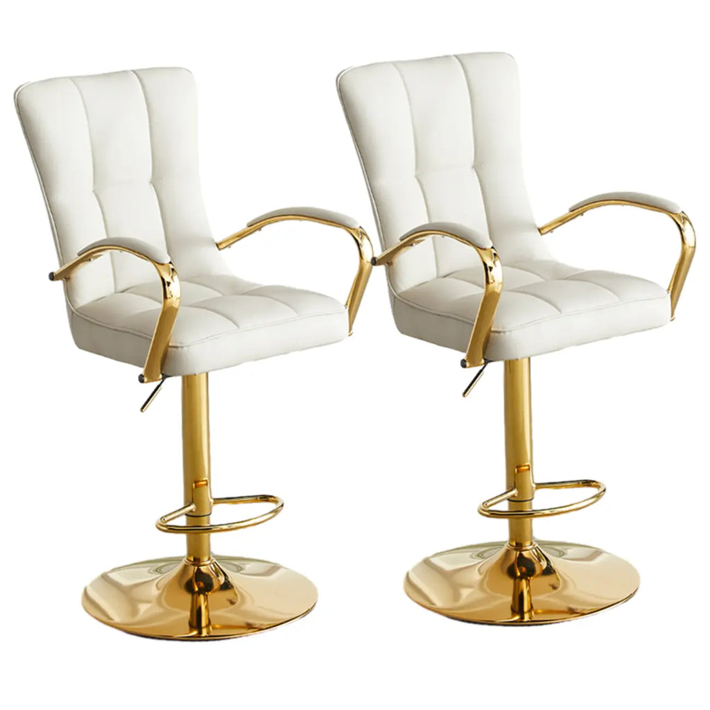 Tabourets de bar réglables en cuir glamour avec dossier haut
