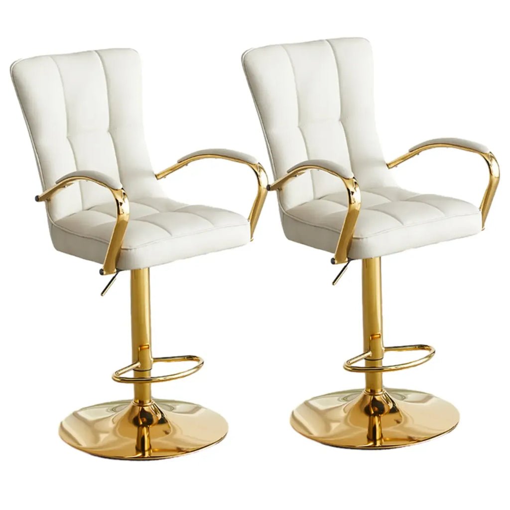 Tabourets de bar réglables en cuir glamour avec dossier haut