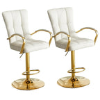 Tabourets de bar réglables en cuir glamour avec dossier haut