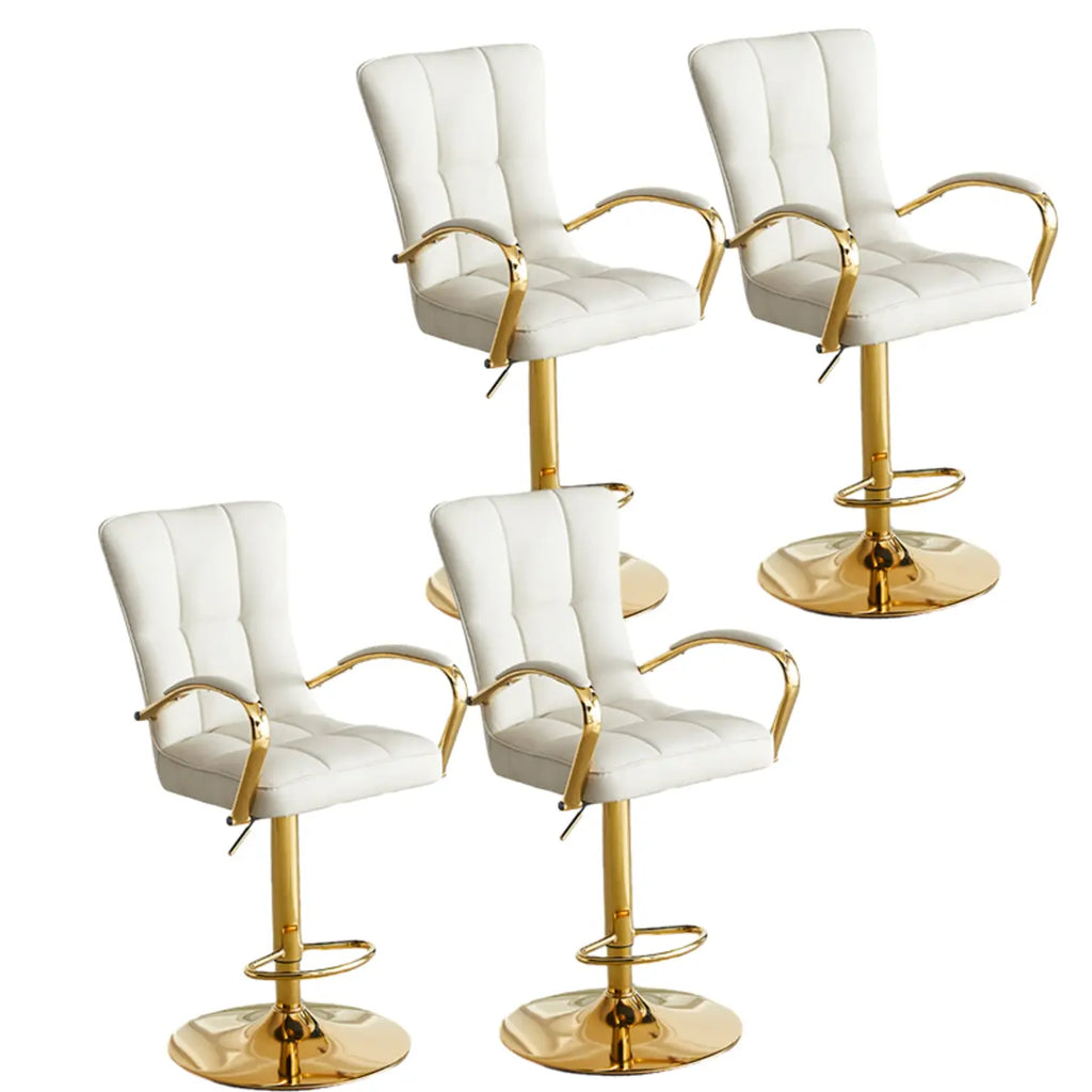 Tabourets de bar réglables en cuir glamour avec dossier haut