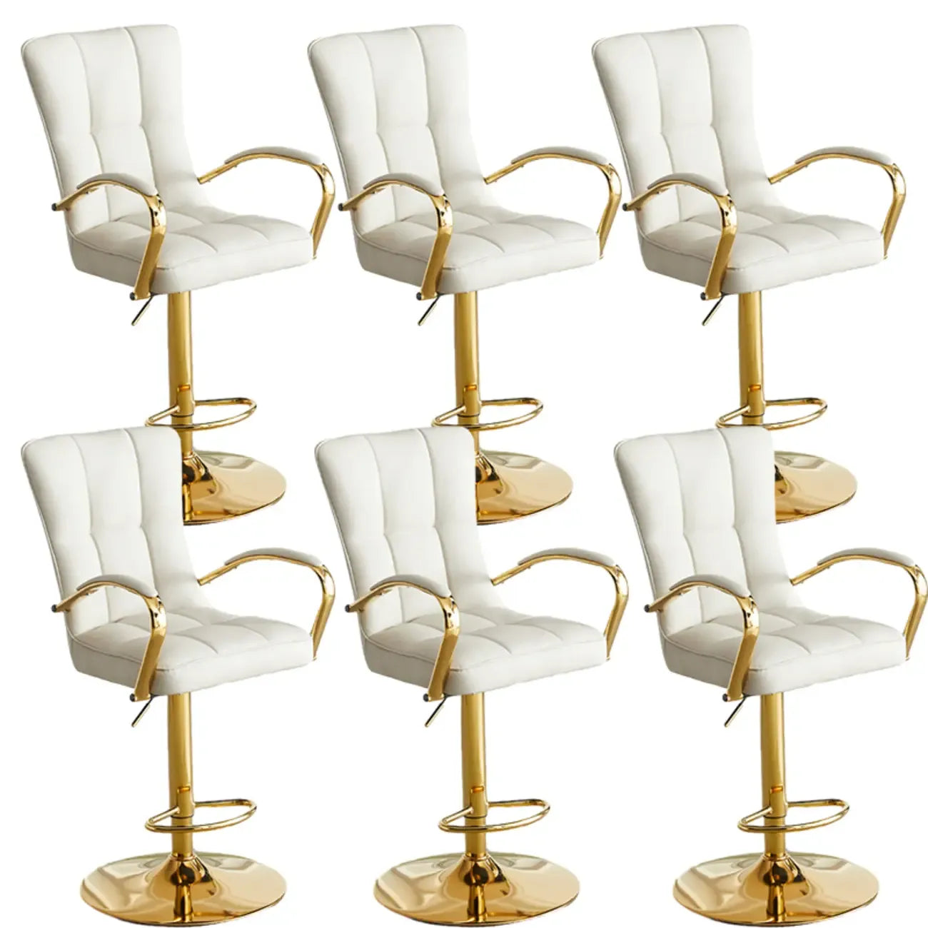 Tabourets de bar réglables en cuir glamour avec dossier haut