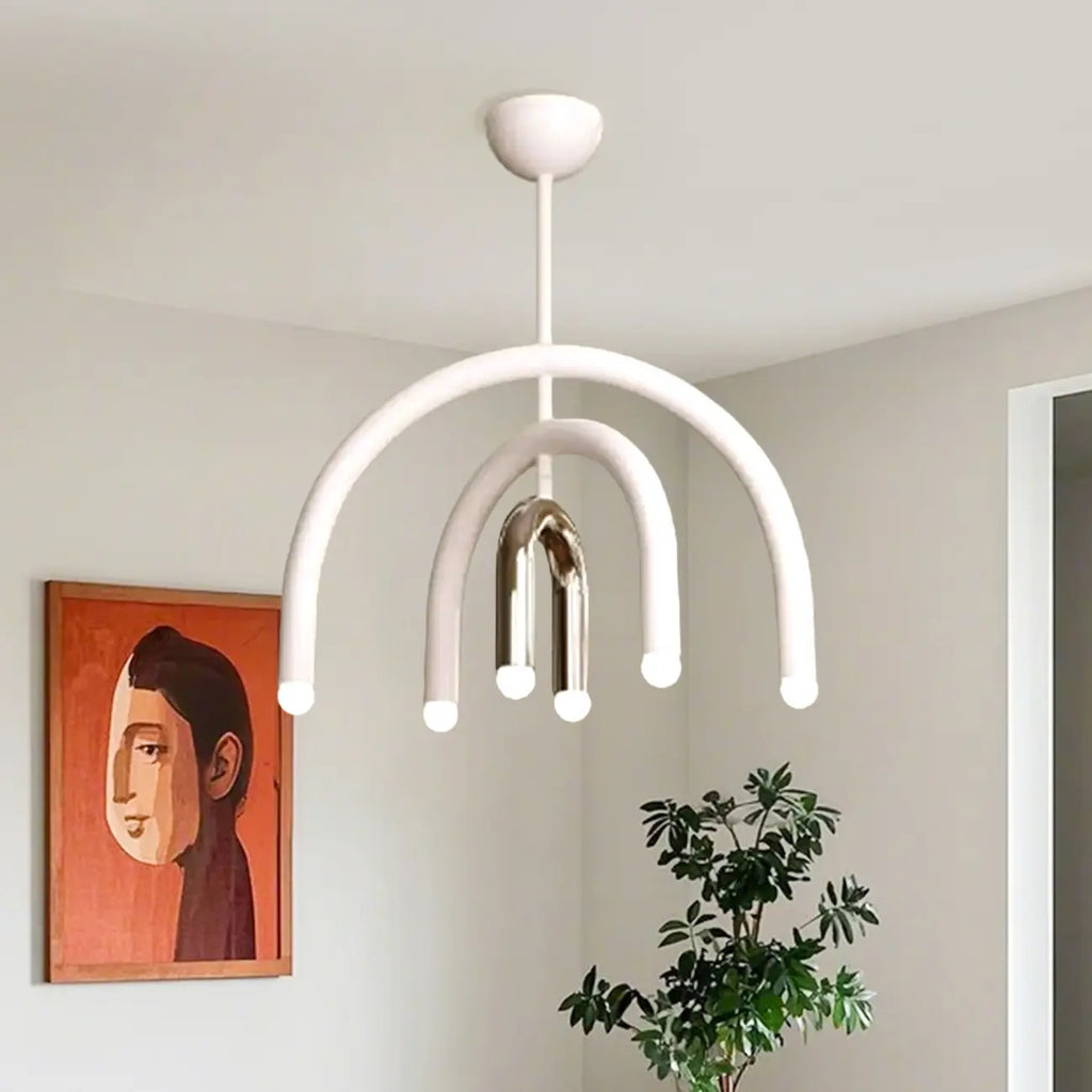Lustre moderne à 6 lumières LED avec un design en forme d'arc-en-ciel