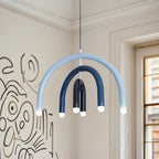 Lustre moderne à 6 lumières LED avec un design en forme d'arc-en-ciel