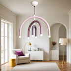 Lustre moderne à 6 lumières LED avec un design en forme d'arc-en-ciel