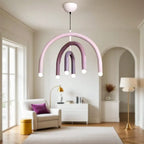 Lustre moderne à 6 lumières LED avec un design en forme d'arc-en-ciel
