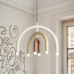 Lustre moderne à 6 lumières LED avec un design en forme d'arc-en-ciel
