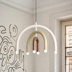 Lustre moderne à 6 lumières LED avec un design en forme d'arc-en-ciel
