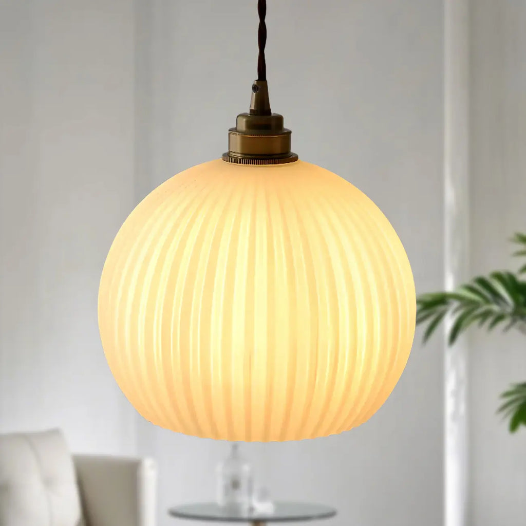 Suspension LED minimaliste en verre blanc, lanterne pour salon