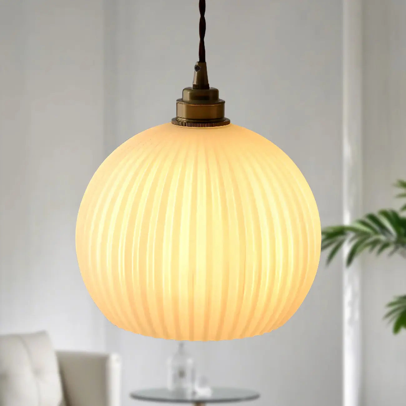 Suspension LED minimaliste en verre blanc, lanterne pour salon